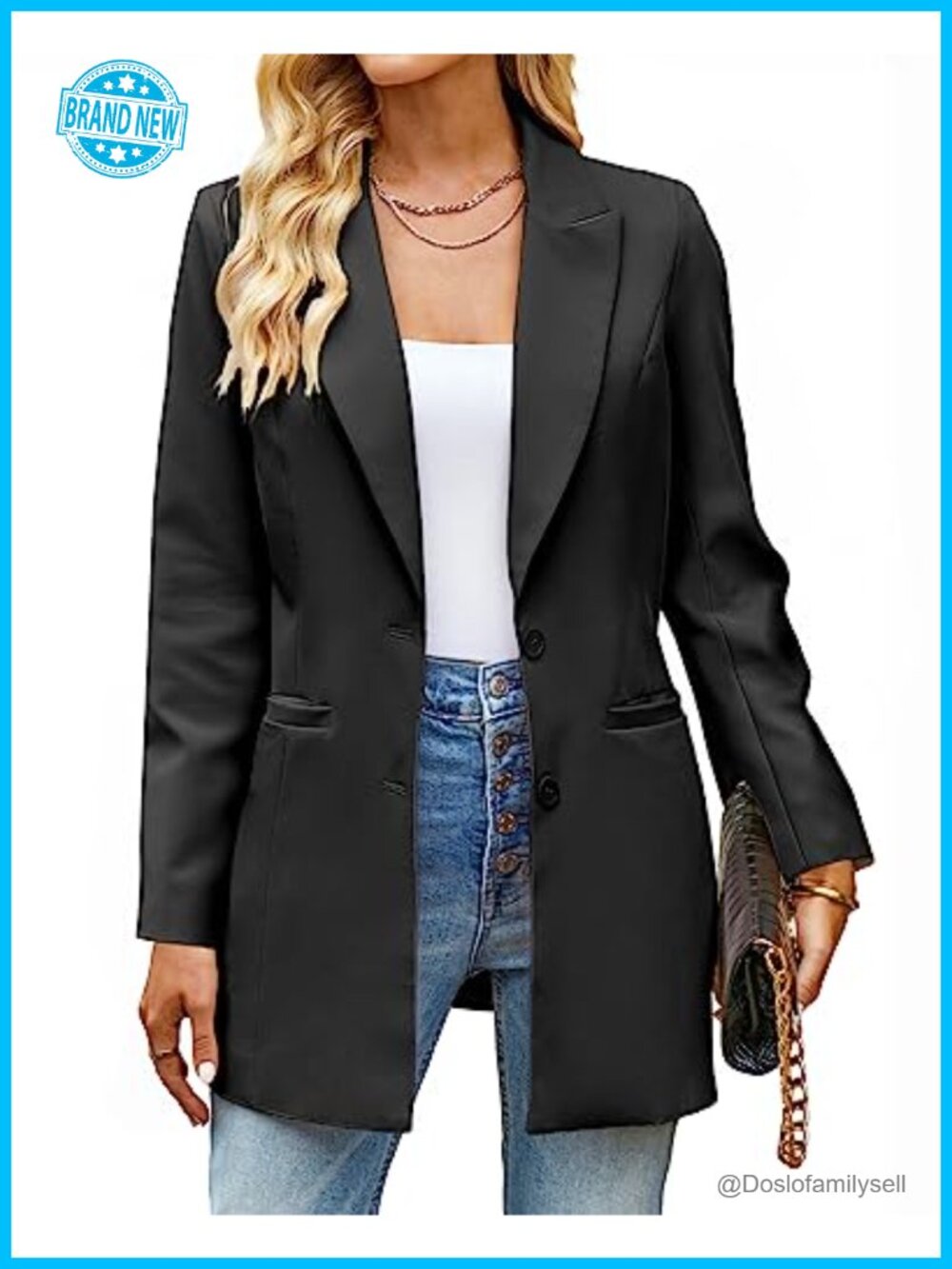 luvamia Women's Business Casual Long Blazer Jacket Lightweight Polyester Blazer